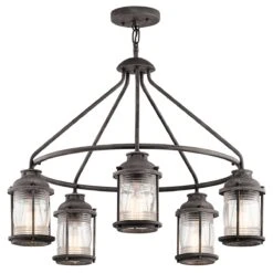 Kichler KL/ASHLANDBAY/5P Ashlandbay Weathered Zinc 5 Light Outdoor Chandelier Light