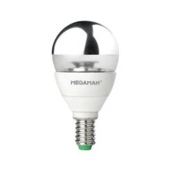 Megaman LED 5W 240V SES E14 Dimmable Golf Ball Round Mirror Top Crown Silver