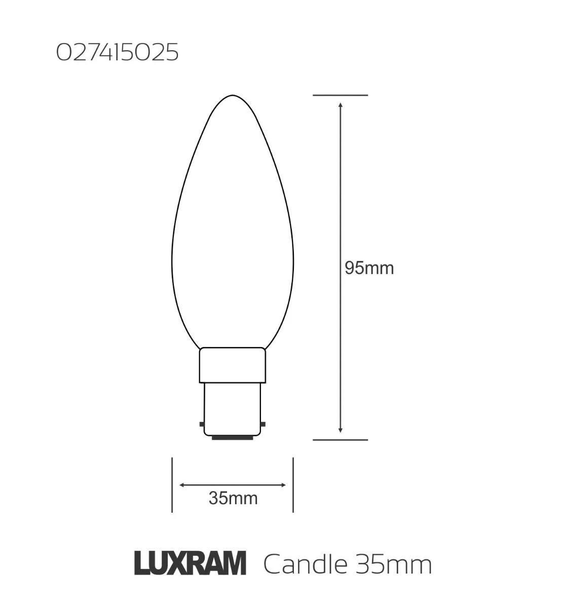 Luxram 25W 240V SBC/B15d Dimmable Opal Soft White 35mm Candle Bulb 4 Luxram 25W 240V SBC/B15d Dimmable Opal Soft White 35mm Candle Bulb - Image 2