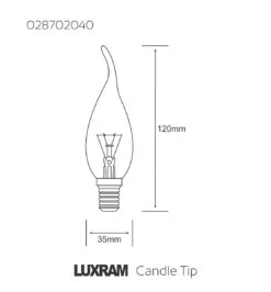 Luxram 40W 240V SES/E14 Clear Flared Flame Bent Tip Candelux Candle Light Bulb -Philips Shop l l d ld 028702040