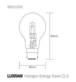Luxram 70W = 94W Eco Halogen BC B22 GLS Warm White Dimmable Clear Light Bulb 8 Luxram 70W = 94W Eco Halogen BC B22 GLS Warm White Dimmable Clear Light Bulb -Philips Shop l l d ld 181022105 1