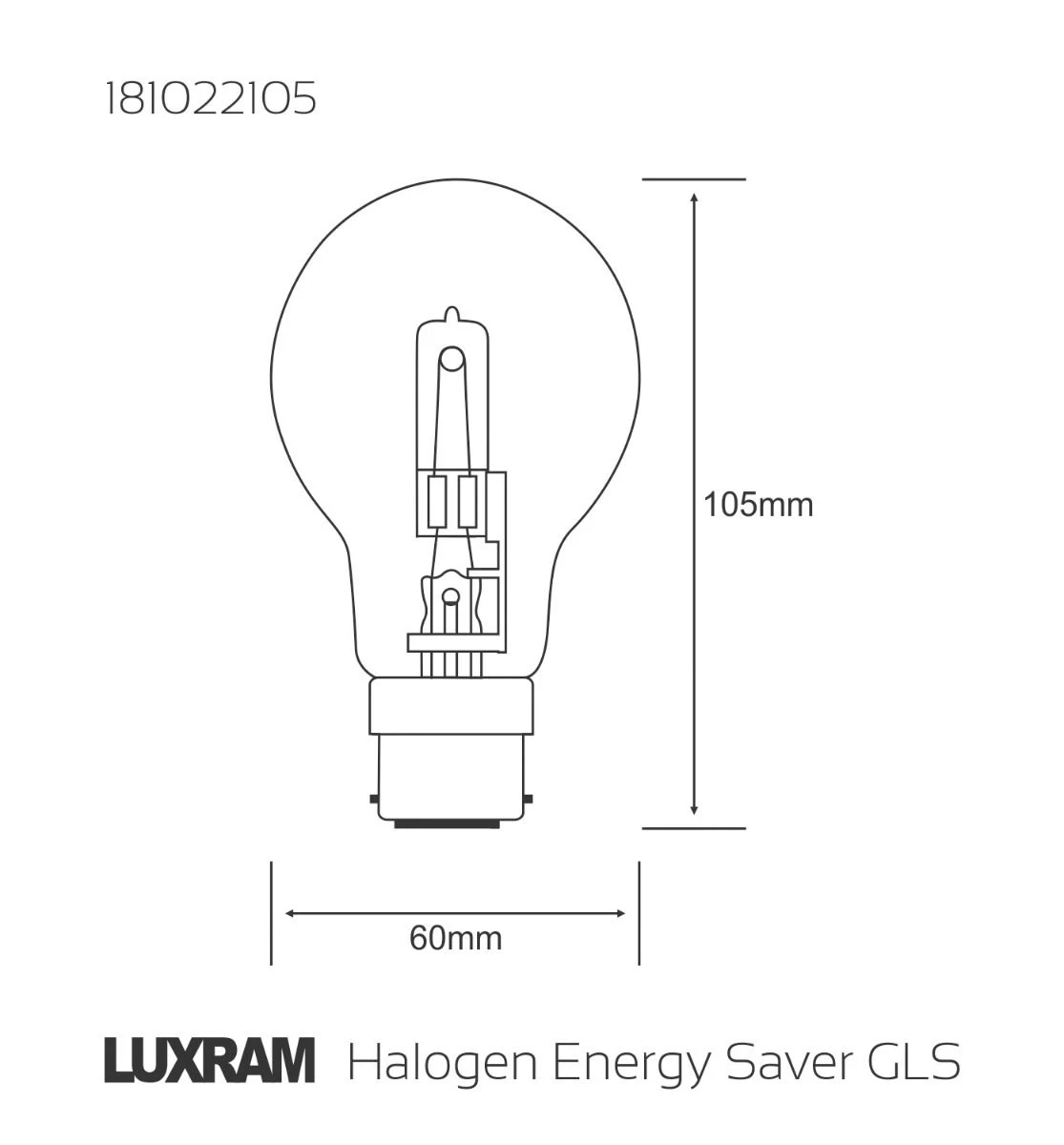 Luxram 70W = 94W Eco Halogen BC B22 GLS Warm White Dimmable Clear Light Bulb 5 Luxram 70W = 94W Eco Halogen BC B22 GLS Warm White Dimmable Clear Light Bulb - Image 3