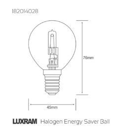 Luxram 28W=37W SES/E14 370lm Round Clear 45mm Light Bulb, Dimmable, Warm White -Philips Shop l l d ld 182014028