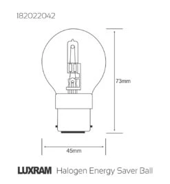 Luxram 42W=55W BC/B22 630lm Round Clear 45mm Light Bulb, Dimmable, Warm White -Philips Shop l l d ld 182022042