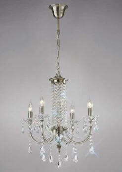 Diyas IL32084 Leana Satin Nickel/Crystal 4 Light Pendant Light