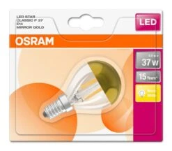 Osram LED 4W = 37W 240V SES E14 Mirror Gold Top Round Golf Ball Light Bulb 8 Osram LED 4W = 37W 240V SES E14 Mirror Gold Top Round Golf Ball Light Bulb -Philips Shop l l e led st clp 37 4.0w 827 fil mirror gold e14 mich front