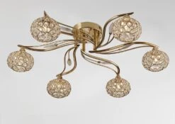 Diyas IL30966 Leimo French Gold/Crystal 6 Light Ceiling Light