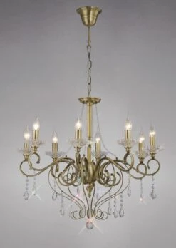Diyas IL32078 Libra Antique Brass/Crystal 8 Light Pendant Light