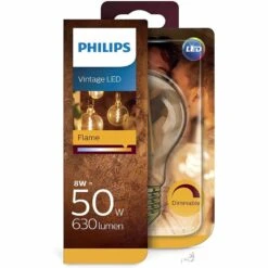 Philips Vintage LED Filament A60 8W = 50W ES/E27 Gold Light Bulb - Extra Warm White -Philips Shop l l i line4 philips a60 8w e27 2