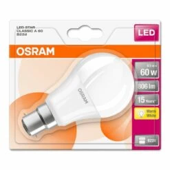 Osram LED Classic 8.5W = 60W BC/B22d Matt Opal Light Bulb - Warm White - Non-Dim -Philips Shop l l i line7 led gls 8.5w b22 ww 3