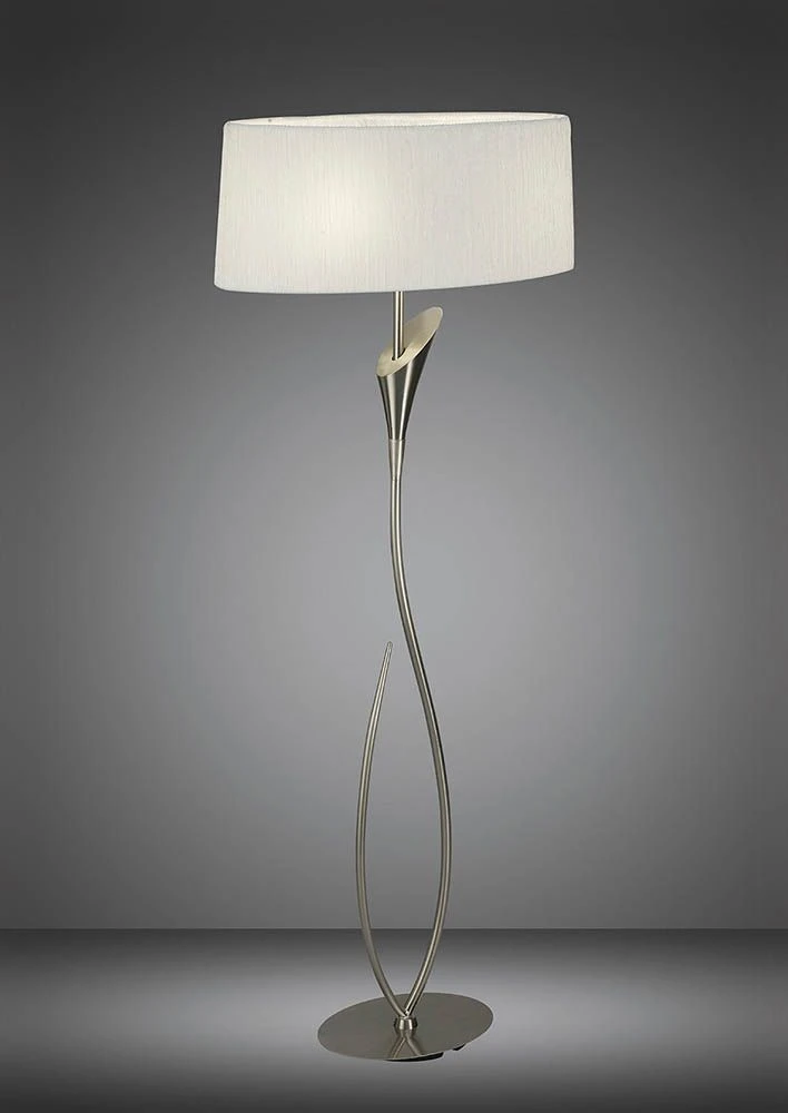 Mantra M3709 Lua Floor Lamp 2 Light E27, Satin Nickel With White Shade 3 Mantra M3709 Lua Floor Lamp 2 Light E27, Satin Nickel With White Shade