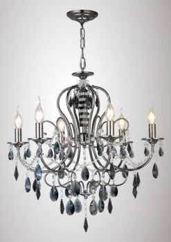 Diyas IL30906 Luna Black Chrome/Crystal 6 Light Pendant Light