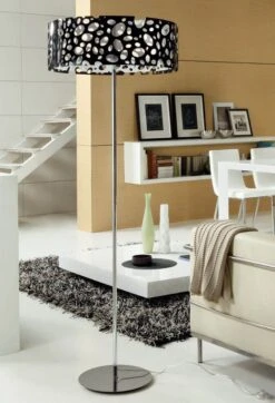 Mantra M1357 Lupin Floor Lamp 4 Light E27, Gloss Black/White Acrylic/Polished Chrome