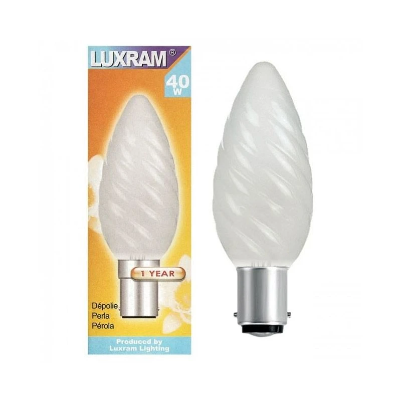 Luxram 40W 240V SBC B15 Dimmable Twisted Matt Pearl Candle Light Bulb 3 Luxram 40W 240V SBC B15 Dimmable Twisted Matt Pearl Candle Light Bulb