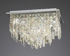 Diyas IL30252 Maddison Polished Chrome/Crystal 6 Light Square Ceiling Light