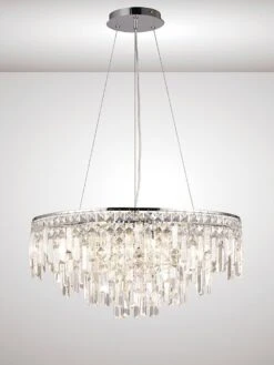Diyas IL30256 Maddison Polished Chrome/Crystal 8 Light Round Pendant Light