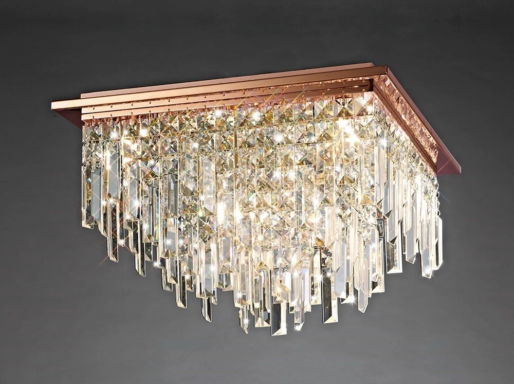 Diyas IL31712 Maddison Rose Gold/Crystal 6 Light G9 Square Ceiling Light 3 Diyas IL31712 Maddison Rose Gold/Crystal 6 Light G9 Square Ceiling Light