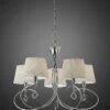 Mantra M1641 Mara Pendant 5 Light E14, Polished Chrome With Ivory White Shades -Philips Shop m m a mara m1641