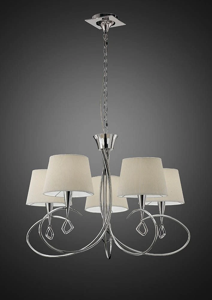 Mantra M1641 Mara Pendant 5 Light E14, Polished Chrome With Ivory White Shades 3 Mantra M1641 Mara Pendant 5 Light E14, Polished Chrome With Ivory White Shades