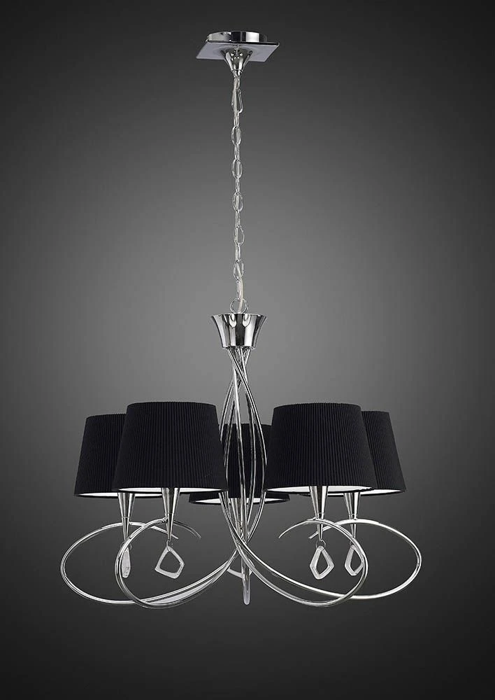 Mantra M1641/BS Mara Pendant 5 Light E14, Polished Chrome With Black Shades 3 Mantra M1641/BS Mara Pendant 5 Light E14, Polished Chrome With Black Shades