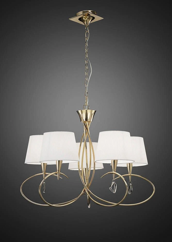 Mantra M1641FG Mara Pendant 5 Light E14, French Gold With Ivory White Shades 3 Mantra M1641FG Mara Pendant 5 Light E14, French Gold With Ivory White Shades