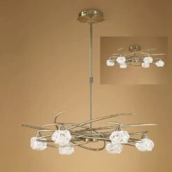 Mantra M4072 Maremagnum Telescopic Semi Flush Convertible 6 Light G9, Antique Brass