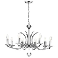 Dar Lighting MED0850 Medusa 8 Light Dual Mount Pendant K9 Crystal Polished Chrome