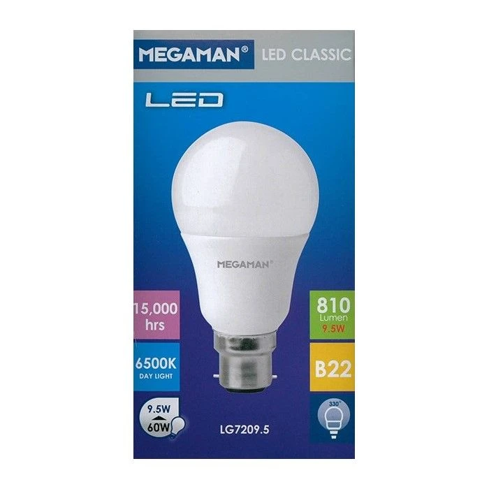 Megaman LED 8.6W = 60W Bayonet Cap BC/B22 6500K Daylight Lamp (non-dim) 4 Megaman LED 8.6W = 60W Bayonet Cap BC/B22 6500K Daylight Lamp (non-dim) - Image 2