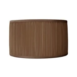 Interiors 1900 Rochamp Nicole 15in Sepia Brown Mushroom Pleat Drum Silk Shade