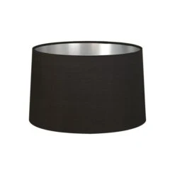 Interiors 1900 Rochamp Windsor 12in Oval Drum Black/Silver Silk Shade