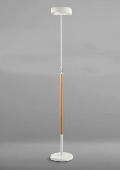 Mantra M4912 Noa Floor Lamp 2 Light 21W Down 9W Up LED 3000K, Matt White/Beech