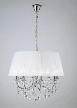 Diyas IL30056/WH Olivia Polished Chrome/Crystal 8 Light Pendant Light With White Shade