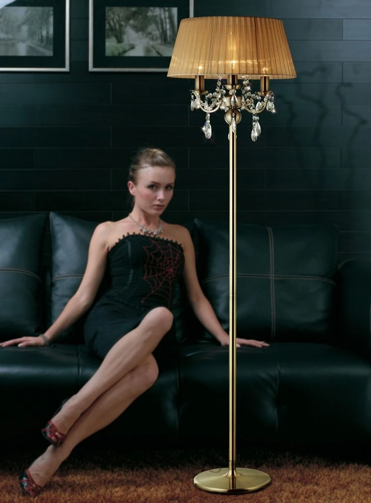 Diyas IL30066/SB Olivia Antique Brass/Crystal 3 Light Floor Lamp With Soft Bronze Shade 3 Diyas IL30066/SB Olivia Antique Brass/Crystal 3 Light Floor Lamp With Soft Bronze Shade