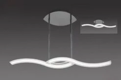 Mantra M3567 On Pendant Semi Flush Convertible Line 28W LED 3000K, Polished Chrome/Frosted Acrylic