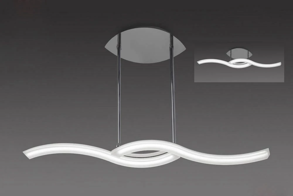 Mantra M3567 On Pendant Semi Flush Convertible Line 28W LED 3000K, Polished Chrome/Frosted Acrylic 3 Mantra M3567 On Pendant Semi Flush Convertible Line 28W LED 3000K, Polished Chrome/Frosted Acrylic