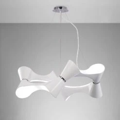 Mantra M1542 Ora Pendant 8 Twisted Round Light E27, Gloss White/White Acrylic/Polished Chrome