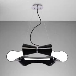 Mantra M1550 Ora Pendant 6 Flat Round Light E27, Gloss Black/White Acrylic/Polished Chrome
