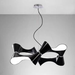 Mantra M1552 Ora Pendant 8 Twisted Round Light E27, Gloss Black/White Acrylic/Polished Chrome