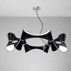 Mantra M1553 Ora Pendant 12 Twisted Round Light E27, Gloss Black/White Acrylic/Polished Chrome