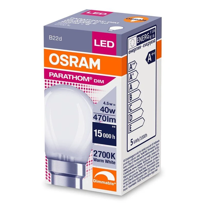 Osram LED Filament Golf Ball 4.5W = 40W B22d 470lm Warm White Dimmable 7 Osram LED Filament Golf Ball 4.5W = 40W B22d 470lm Warm White Dimmable - Image 5