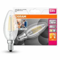 Osram LED Filament Candle Bulb 5W=40W SES/E14 - Toggle Warm Or Cool White Via Lightswitch -Philips Shop o o s osram led filament leuchtmittel kerze 5w 40w e14 klar 1