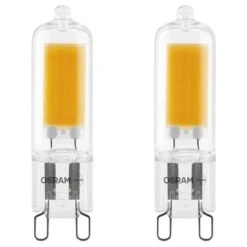 2x Osram LED 2W = 20W G9 Glass Capsule Clear Lamp, Twin Pack Warm White 2700K (non-dim)