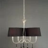Mantra M0530 Paola Pendant 3 Arm 6 Light E14, Silver Painted With Black Shades & Black Glass Droplets -Philips Shop p p a paola m0530