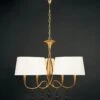 Mantra M0540 Paola Pendant 3 Arm 6 Light E14, Gold Painted With Cream Shades & Black Glass Droplets
