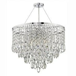 Dar Lighting PES0550 Pescara 5 Light Round Pendant Decorative Crystal