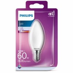 Philips LED Candle Bulb 6.5W = 60W SES/E14 Matt Opal Cool White 4000K (non-dim) -Philips Shop p p h philips led leuchtmittel kerzenform 65w 60w e14 matt 806lm neutralweiss 4000k 2