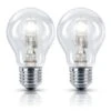 Philips 2x 28W GLS ES E27 Eco Halogen Light Bulbs, Dimmable Warm White