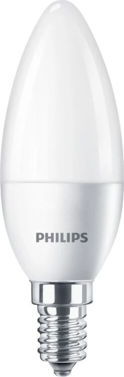 2x Philips 5.5W = 40W SES/E14 LED Candle Lamps EyeComfort Warm White 2700K (non-dim)