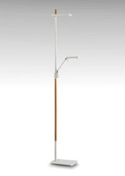Mantra M4942 Phuket Floor Lamp 2 Light 21W Down 7W Up LED 3000K, Matt White/Beech
