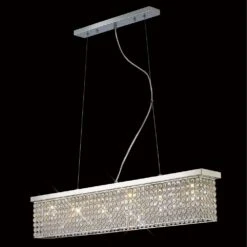 Diyas IL30433 Piazza Polished Chrome/Crystal 6 Light Flush Pendant Rectangular Light